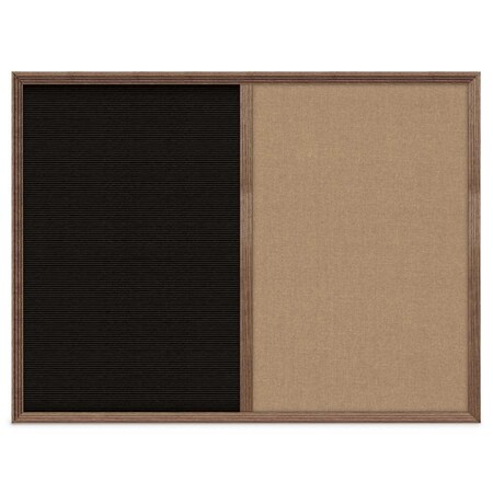 United Visual Products Enclosed Corkboard, 1 Door, 72"x36", 4" Fra, UV3425-BLACK-SURF UV3425-BLACK-SURF